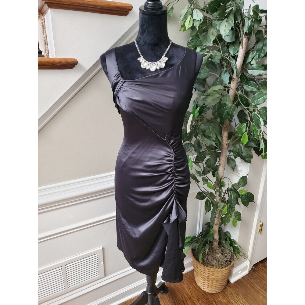 Jessica Simpson Women Solid Black Polyester Sleeveless Knee Length Dress Size 4